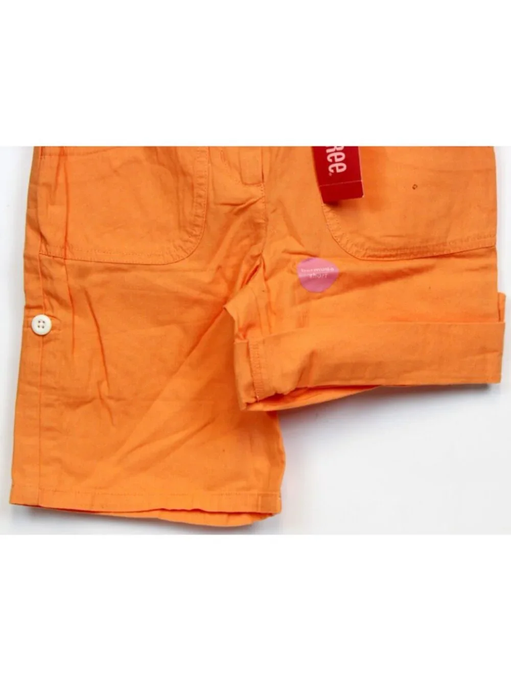 2008 Gymboree Cherry Baby Orange Shorts sz 7 Adjustable Waist Roll up Embroidery